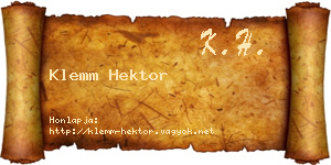 Klemm Hektor névjegykártya